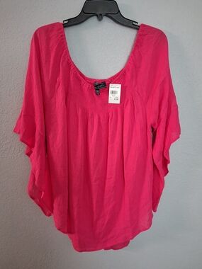 Avenue Bright Pink Scoop Neck Tunic Top